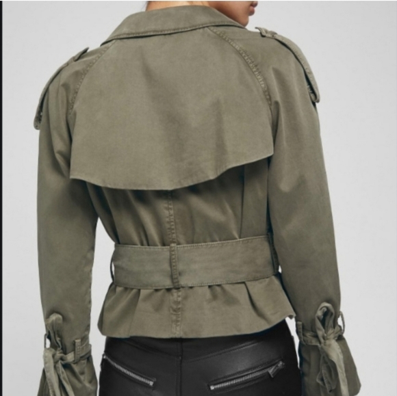 Anine Bing Twill Aria Military Green Cropped Trench Coat Size XS - Picture 4 of 16